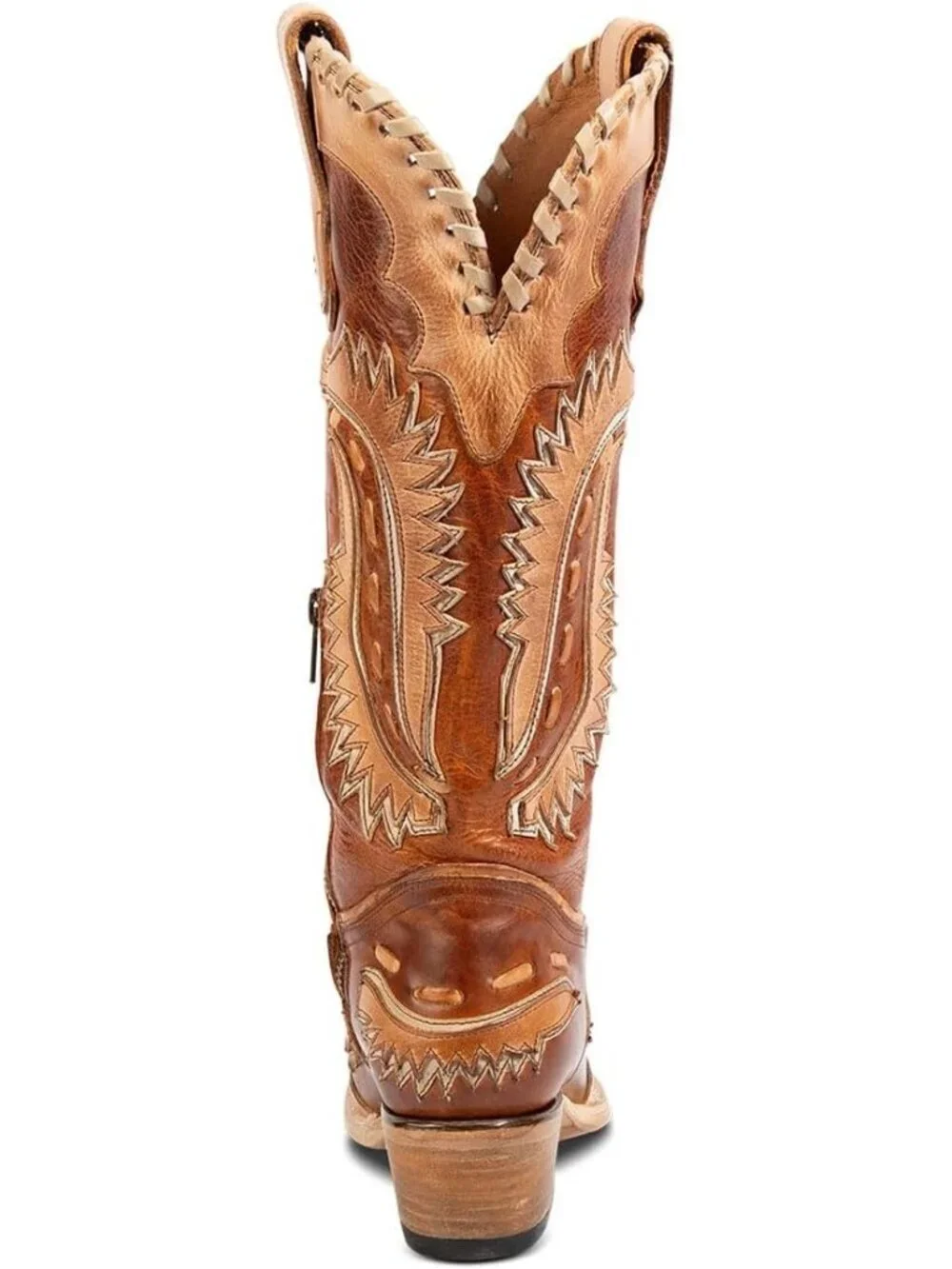Women's Brown Swallow Floral Embroidered  Chunky Low Heels Western Cowboy Knee